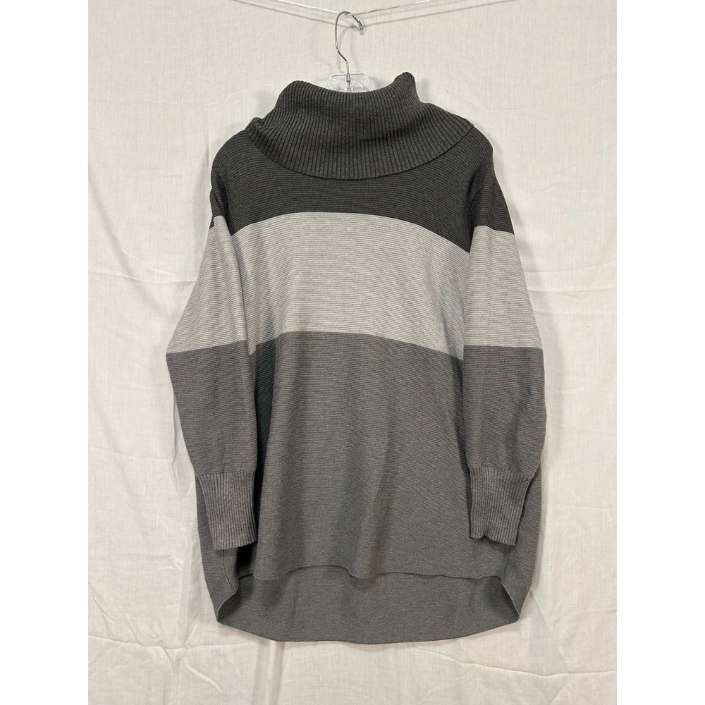Cyrus Womens 1X Grey Colorblock Cowl Neck Ribbed Knit Sweater C991984FWM